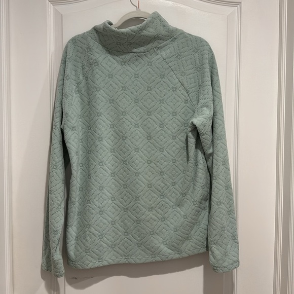 Eddie Bauer Mint Green Fleece Pullover | Cowl Neck Top w/ Pocket. Size: M - Picture 3 of 6